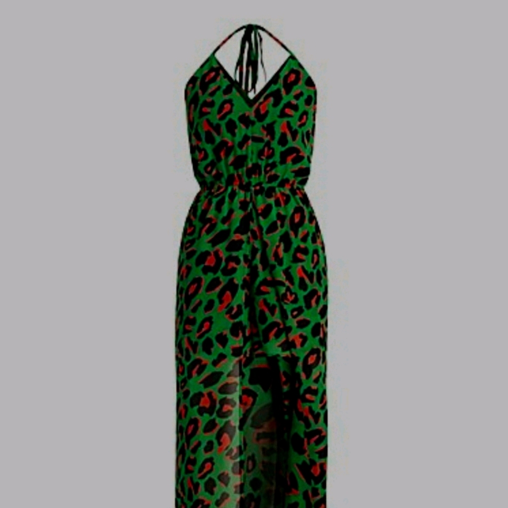 Animal Print Halter Romper